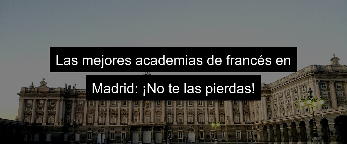 Las mejores academias de francés en Madrid: ¡No te las pierdas!